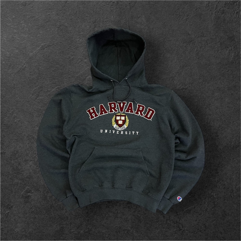 Champion Dark Gray Harvard University Hoodie